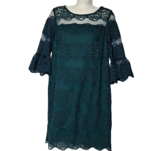 R & K Lace Sheath Dress Dark Green